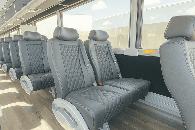 interior of Bismarck Coach Bus Service charter bus